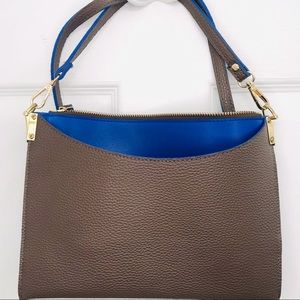 Mellow World Margie Blue & Brown Clutch